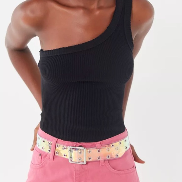 Urban Outfitters Tops - Urban Outfitters Black Ribbed One Shoulder Cropped Tank